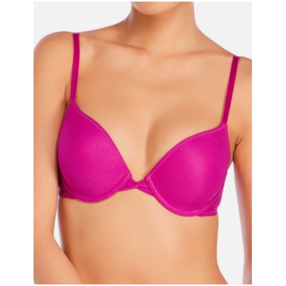 On Gossamer The Pump It Up Mesh Bra Push up Lift New Pink Purple Peony Size 34B - Picture 2 of 9